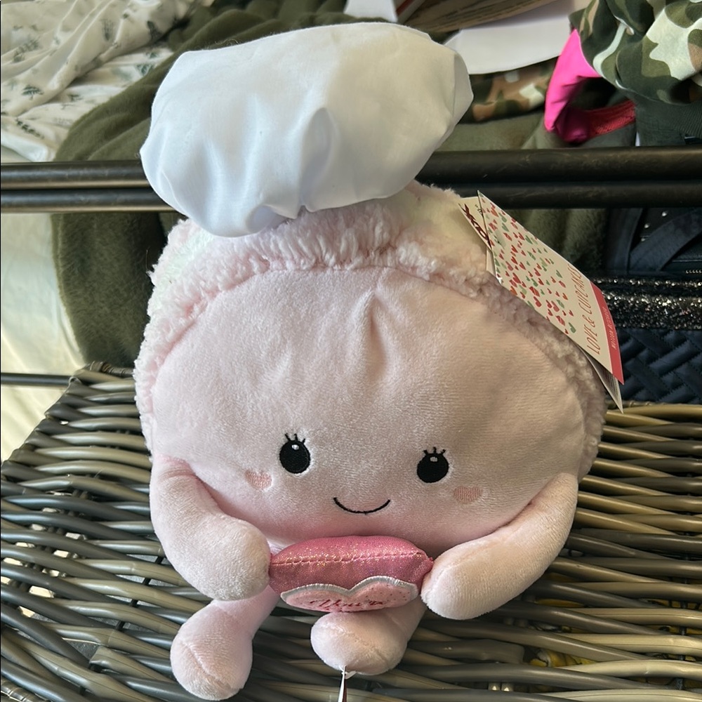 Pink Stuffed Animal with Chef Hat